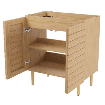 Aubert Thick Linear Slat Modern Farmhouse 2-Shelf Bath Vanity Cabinet Only (Sink Basin not Included)